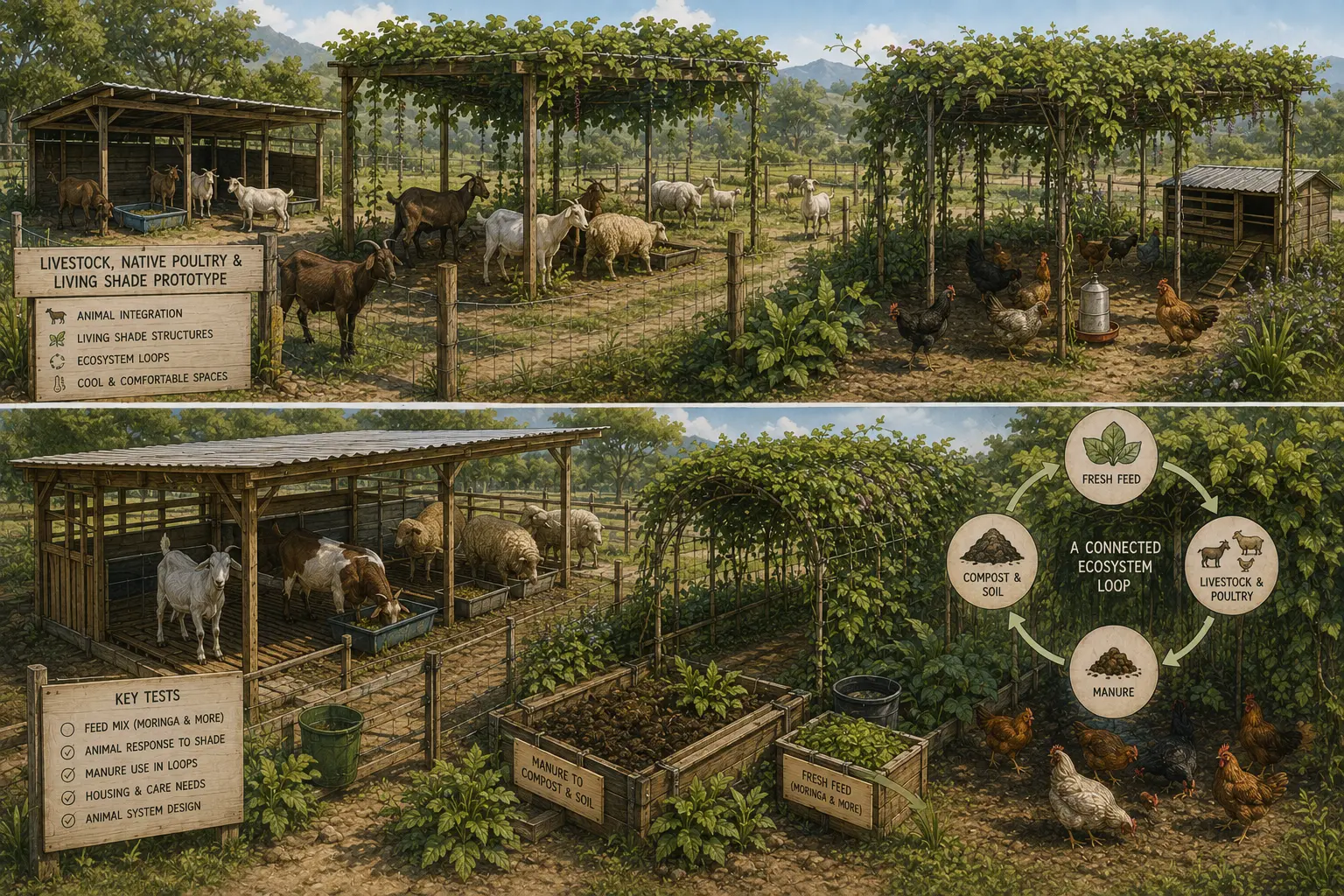 Livestock and living shade integration detail
